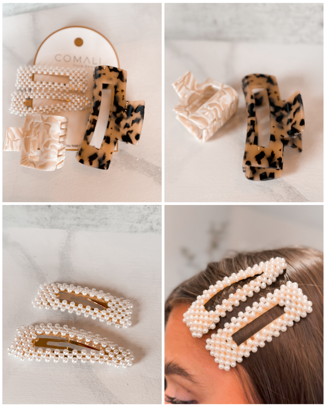 chic pearl clips and 2 small and medium claw